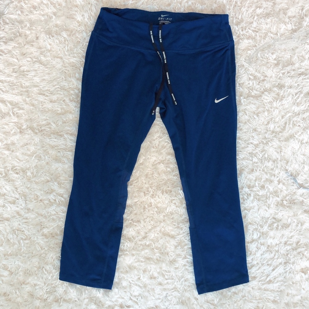 blue NIKE dri-fit capri leggings